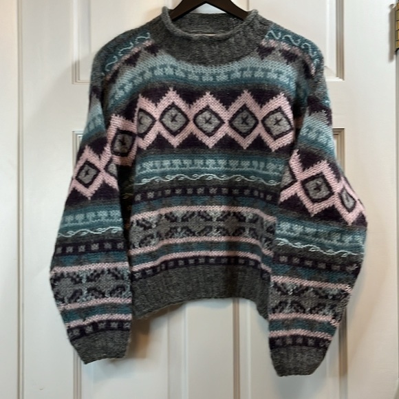 Vtg Christopher & Banks Hand Embroidered Mohair Wool Blend Sweater - Size Med - Picture 1 of 9